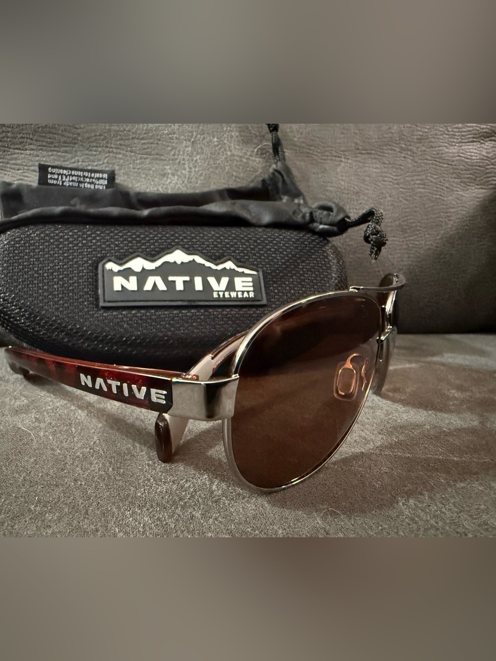 Native Eyewear Sunglasses Haskill Chrome/Maple Fort Polarized Lenses NWOT